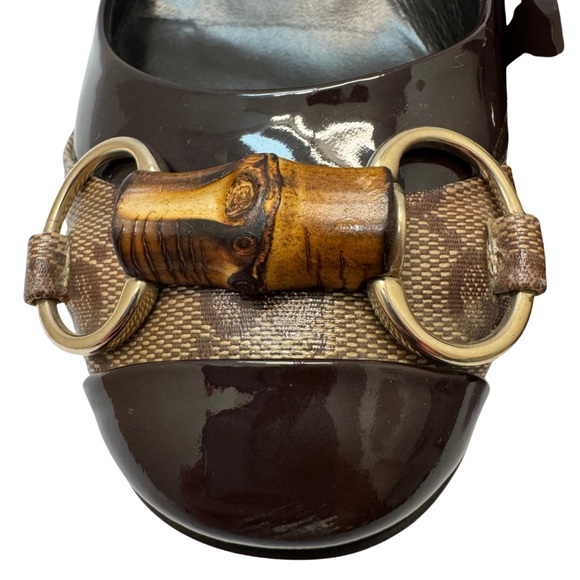 Classic Gucci GG Guccissima Bamboo Horsebit Monogram Mid-Heel Pumps Size 36 C - Picture 10 of 16